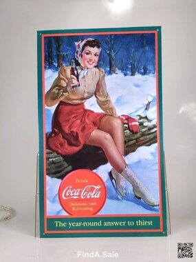 Coca Cola Skating Girl Metal Sign 17 x 10